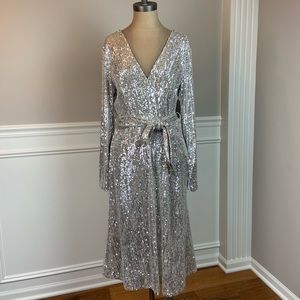 Dress the Population sequined midi dress, long sleeved, size XXL